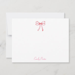 Pink Coquette Ribbon Personalised Note Cards