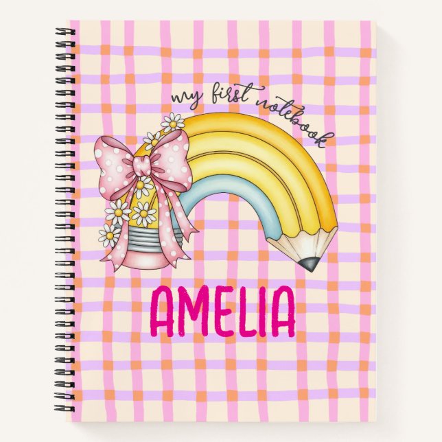 Pink Coquette School Pencil Spiral Notebook (Front)