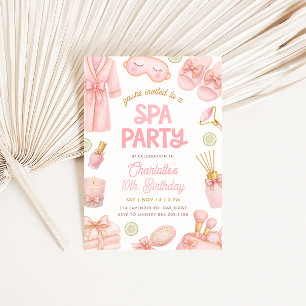 Pink Coquette Spa Party Birthday Invitation