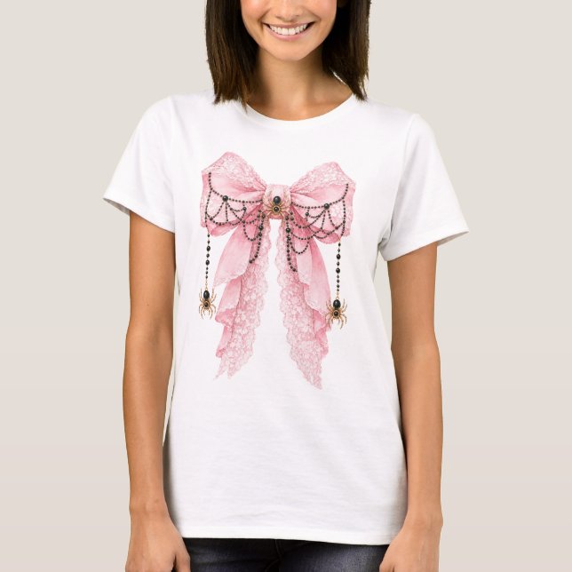 Pink Coquette Spider Bow T-Shirt (Front)