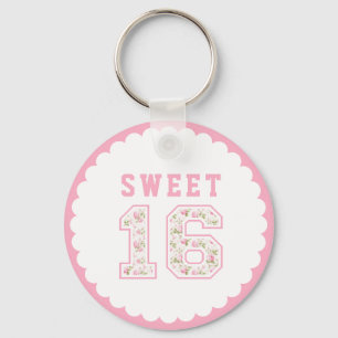 Pink Coquette Sweet 16 University Key Ring