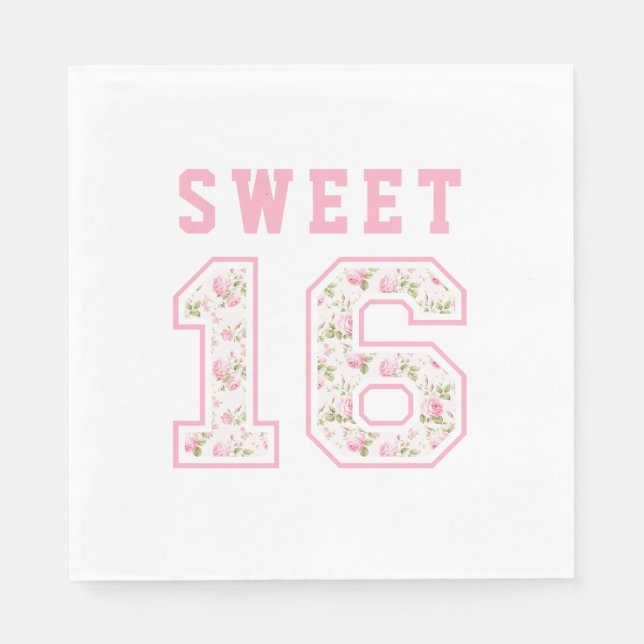 Pink Coquette Sweet 16 University Napkin (Front)