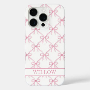 Pink Coquette Watercolor Bows iPhone 16 Pro Case