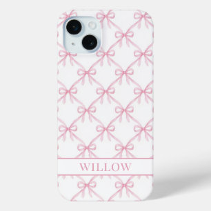 Pink Coquette Watercolor Bows iPhone 15 Mini Case