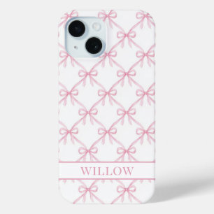 Pink Coquette Watercolor Bows iPhone 15 Case