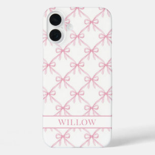 Pink Coquette Watercolor Bows iPhone 16 Plus Case