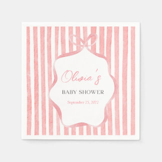 Pink Coquette Whimsical Ribbon Bow Baby Shower Napkin