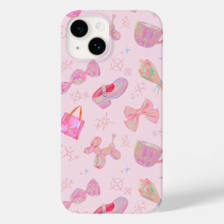 Pink Coquette Y2K Kitsch Ribbon Shoe Pattern Case-Mate iPhone 14 Case