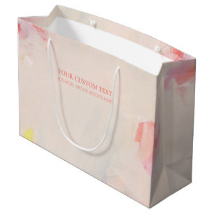 Pink & Coral Abstract Art Painting Custom Text   Large Gift Bag
