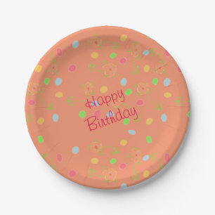 Pink Coral And Polka-Dot Birthday Decor Paper Plate