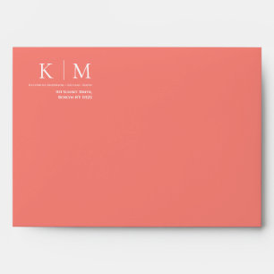 Pink Coral and White-Wedding- Envelope