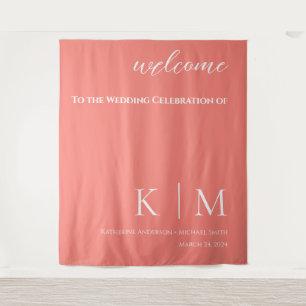 Pink Coral and White-Wedding- Tapestry