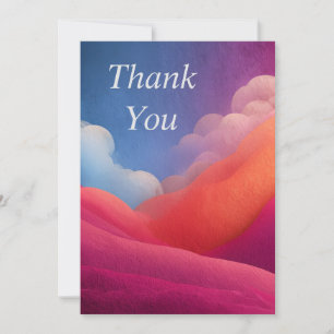 Pink, Coral & Blue Abstract Thank You Card