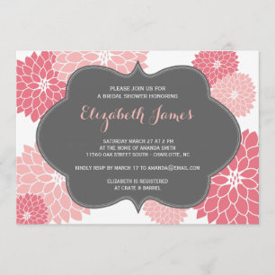 Pink Coral Dahlia Bridal Shower Invitation