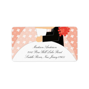 Pink Coral Floral Bride Groom Return Address Label