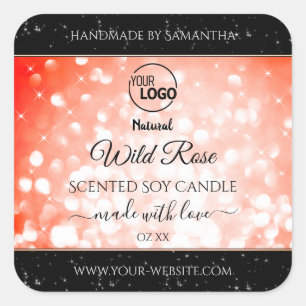 Pink Coral Glitter Logo Product Packaging Labels