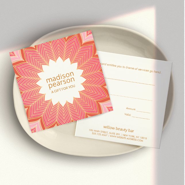 Pink Coral Lotus Mandala Flower Gift Certificate (Creator Uploaded)