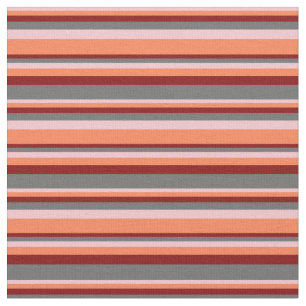 Pink, Coral, Maroon & Dim Grey Lines Pattern Fabric