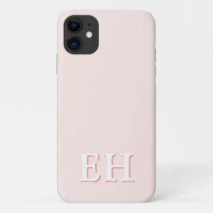 Pink & Coral   Minimal Modern Initial Monogram iPhone 11 Case