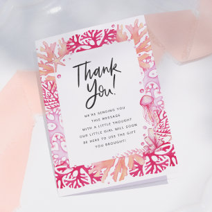 Pink Coral Nautical Baby Shower Thank You Card