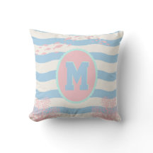 Pink Coral Ocean Nursery Coastal Blue Monogram