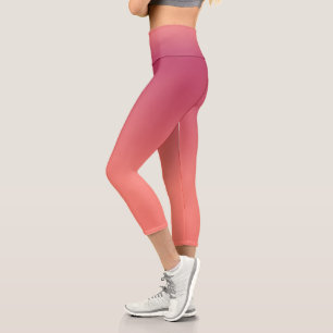 Pink Coral Ombre Gradient Capri Leggings