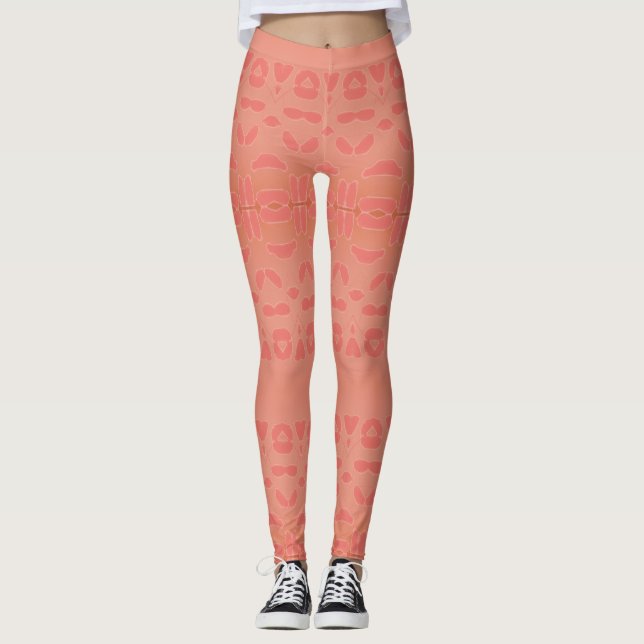 Pink Coral Patterned Ladies Leggings (Front)