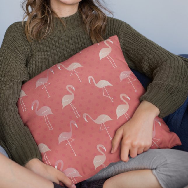 Pink Coral Red Flamingo Seamless Pattern Cushion (Creator Uploaded)