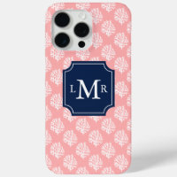 Pink Coral Reef Pattern and Monogram