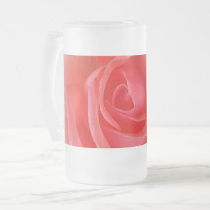 pink coral rose frosted glass beer mug