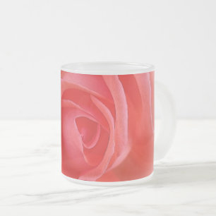 pink coral rose frosted glass coffee mug