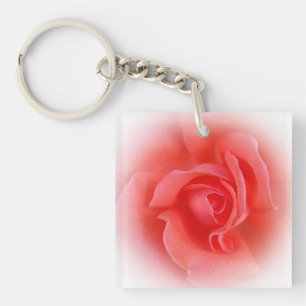 pink coral rose key ring