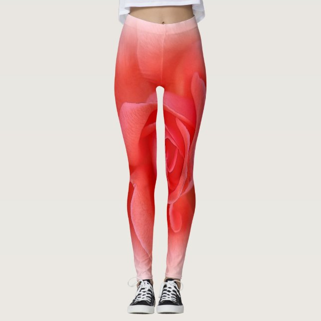 pink coral rose leggings (Front)
