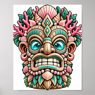 Pink Coral Tiki Poster