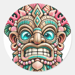 Pink Coral Tiki Sticker