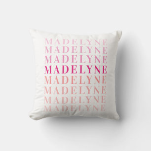 Pink Coral Typography Personalised Name Cushion