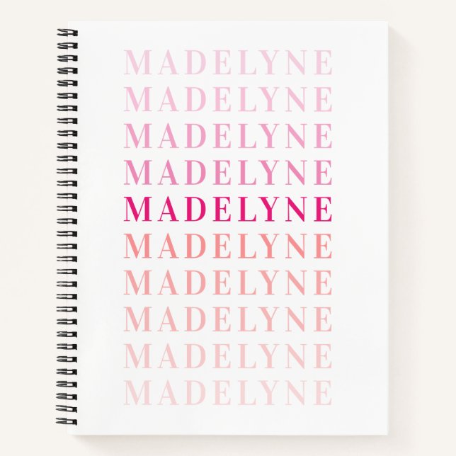 Pink Coral Typography Personalised Name Notebook (Front)