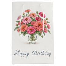 Pink Coral Zinnias Birthday