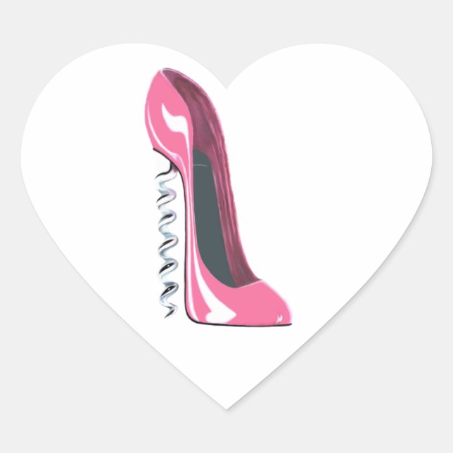Pink Corkscrew High Heel Stiletto Shoe Art Heart Sticker (Front)