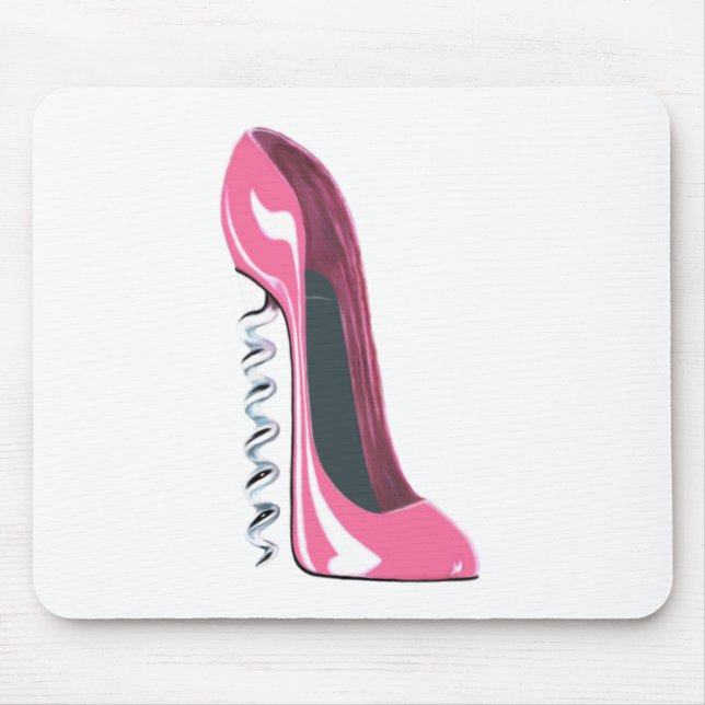 Pink Corkscrew High Heel Stiletto Shoe Art Mouse Mat (Front)