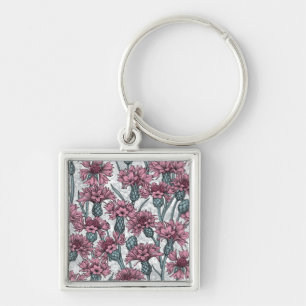 Pink cornflowers key ring