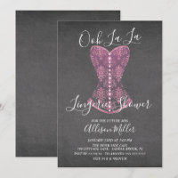 Pink Corset Lingerie Bridal Shower Invitation