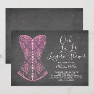Pink Corset Lingerie Bridal Shower Invitation
