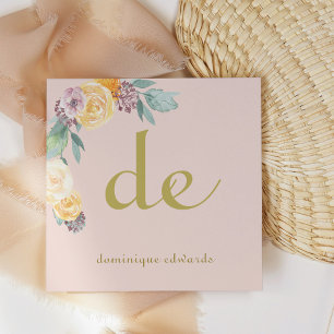 Pink Cosmetics or Florist Elegant Modern Square Business Card