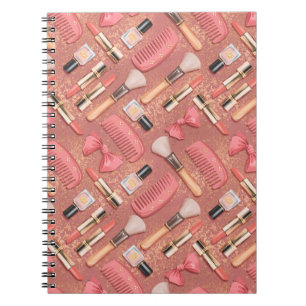 Pink Cosmetics Pattern Glitter Notebook