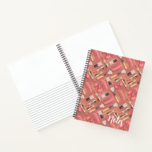Pink Cosmetics Pattern Glitter Notebook