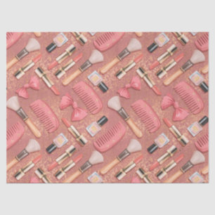 Pink Cosmetics Pattern Glitter Tissue Paper