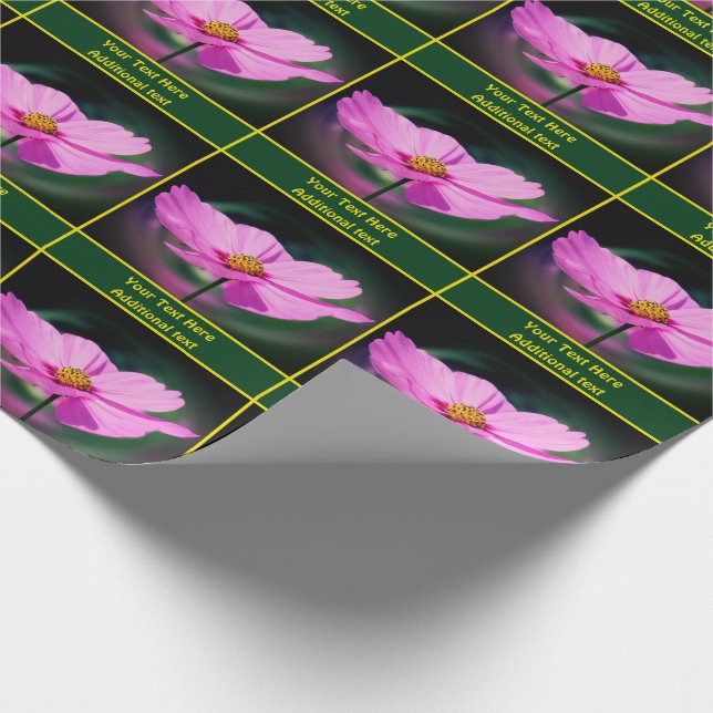 Pink Cosmos Daisy Flower Nature Personalised Wrapping Paper (Corner)