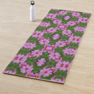 Pink Cosmos Daisy Flowers Abstract Nature Yoga Mat