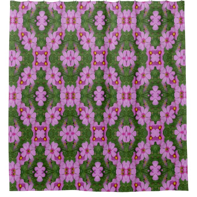 Pink Cosmos Daisy Flowers Art Pattern Shower Curtain (Front)